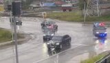 Putin’s motorcade in sunny Magadan