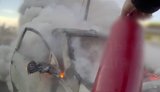 Extinguishing cars and providing aid: patrol officers’ work at site of Russian strike in Chabany. VIDEO