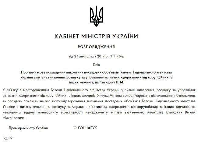 Кабмин отстранил главу Агентства по управлению коррупционными активами 01