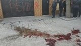 "Тут живет убийца", - активисты расписали ворота зампреда Херсонской ОГА Рищука и разлили "кровь". ФОТО