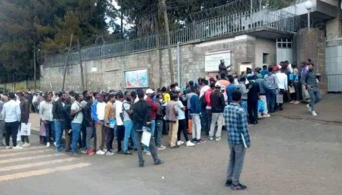 Near Russian embassy in Ethiopia, was queue of people willing to fight 01