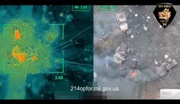 Бойцы 214 штурмовой бригады уничтожили ударными дронами взвод противника посреди поля
