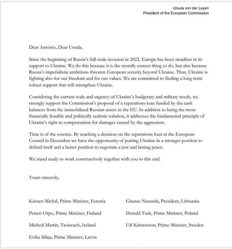 Кто в ЕС поддерживает репарационный кредит для Украины?