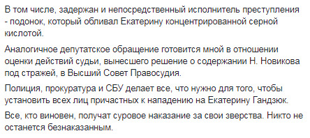 Дело Гандзюк: причастным придется понести ответственность за задержание невиновного гражданина Новикова, - Геращенко 02