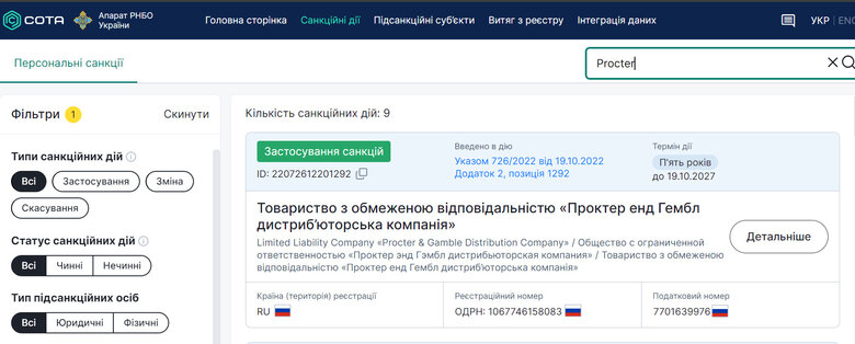 держреєстр санкцій