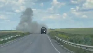 Kamikaze drone flies along road and attacks enemy truck head-on: "Bitch, just hope it doesn’t hit this KAMAZ right now. Oh, f#ck, f#cking hell!". VIDEO