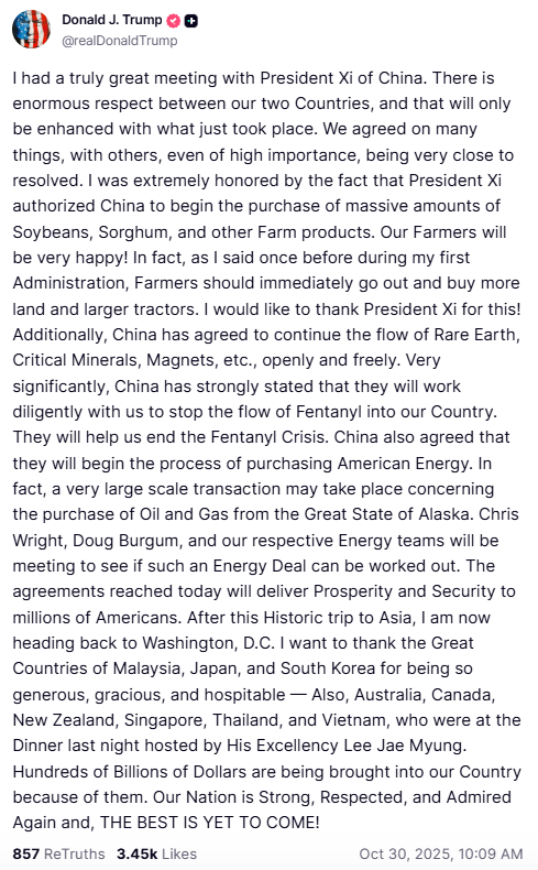 Трамп прокоментував зустріч із Сі Цзіньпіном