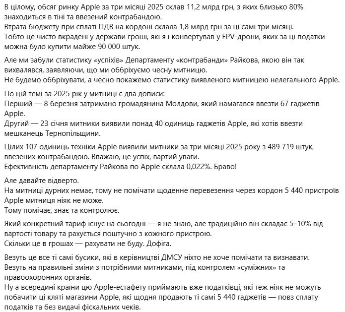 Контрабанда Apple у 1 кварталі 2025 року склала рекордні 80,9%