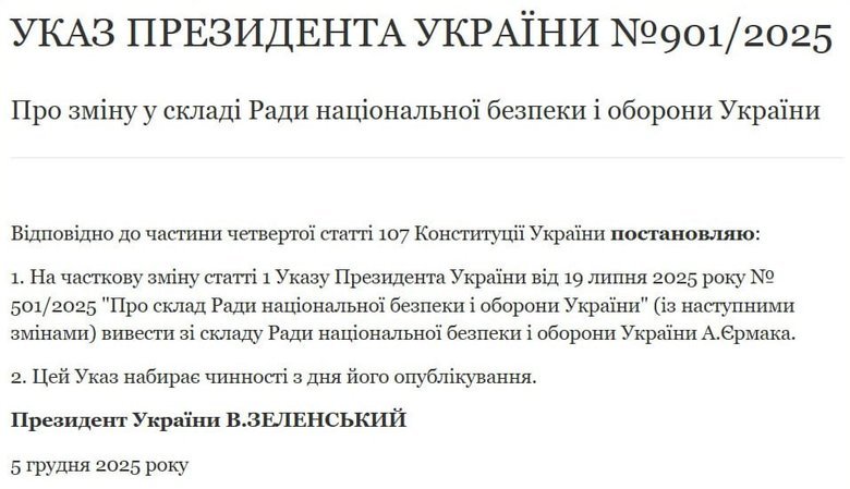 Zelenskyy removes Yermak from NSDC and Commander-in-Chief’s Staff