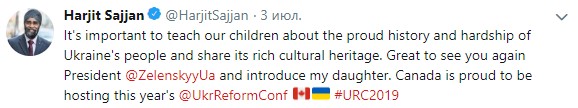 Важливо навчати наших дітей гордої історії українського народу, - міністр оборони Канади Саджан познайомив Зеленського із донькою 03 Важливо навчати наших дітей гордої історії українського народу, - міністр оборони Канади Саджан познайомив Зеленського із донькою 03