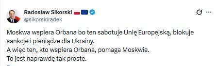 Сікорський про Орбана