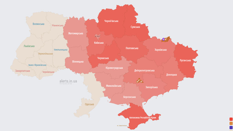 карта повітняних тривог 19 жовтня 2024 року