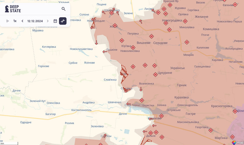 Ворог окупував село Зоря на Донеччині: карта 12 грудня