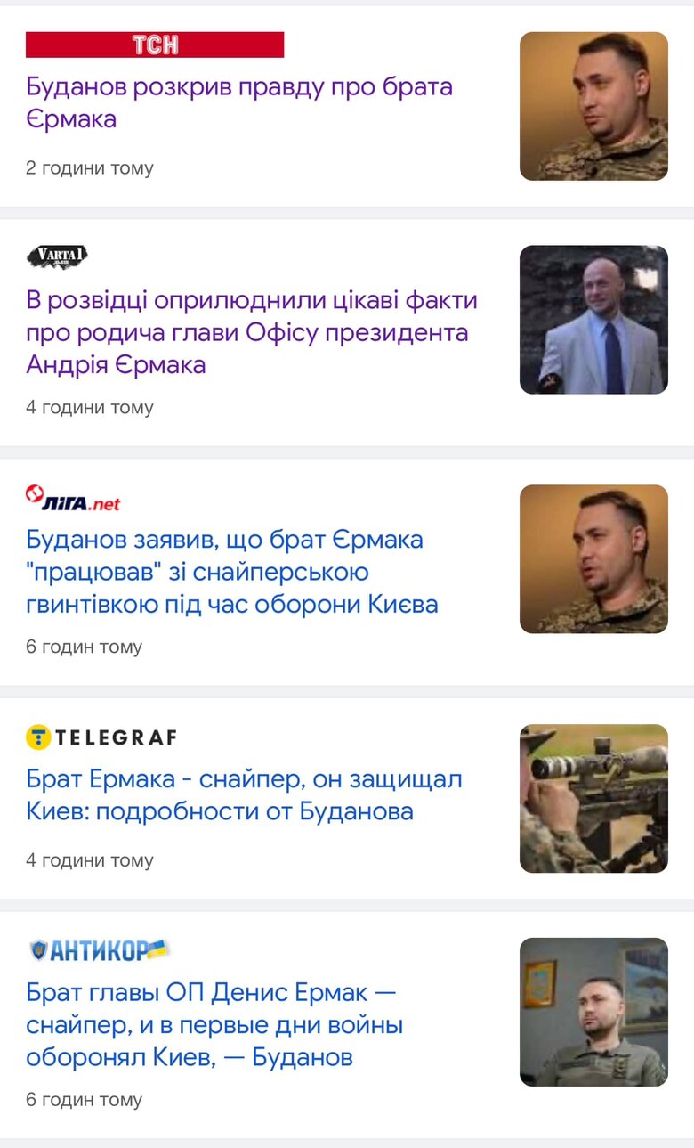 Брат Єрмака прийшов у ТрО 28 березня, коли стало зрозуміло, що ворога викидають з Київської області. У червні його до себе в розпорядження забрав Буданов, - воїн Симороз 05