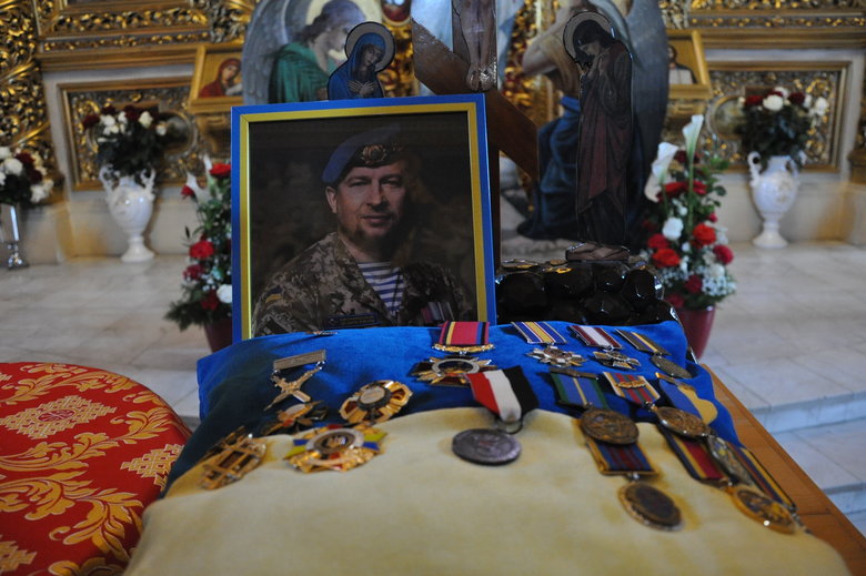 Farewell to cyborg paratrooper of 95th Brigade Ruslan Borovik, who died in battles with Russian occupiers in east, said goodbye in Kyiv 21