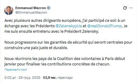 Макрон про гарантії безпеки для України