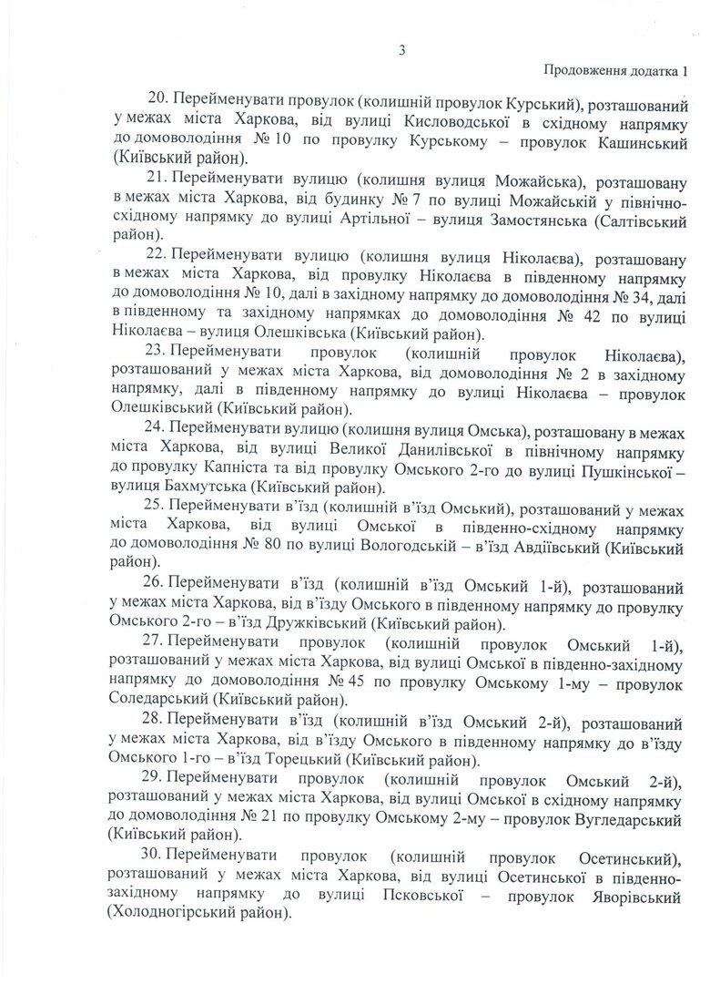У Харкові перейменували вулиці
