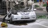 Неуправляемая бетономешалка раздавила "Тойоту": водитель погиб на месте. ФОТОрепортаж