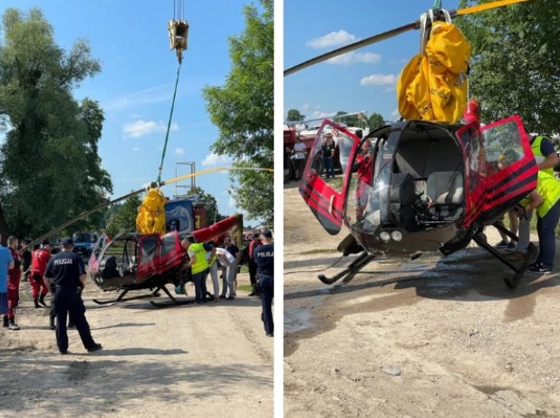 Падение вертолета с украинцами в озеро в Польше 02