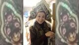 Russian woman from Perm wearing kokoshnik asking to donate three hundred for crutches