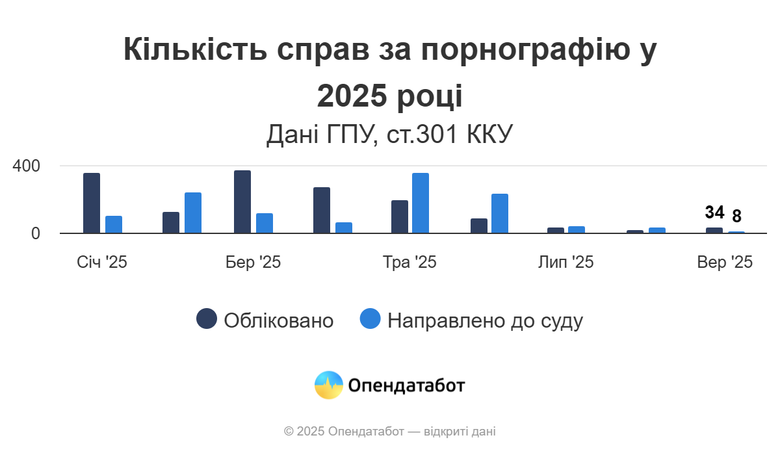В Україні за рік на 13% збільшилася кількість кримінальних справ за порноконтент