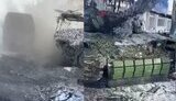 дрон атакует танк армии рф вблизи токмака