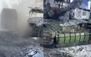 drone attacks russian army tank near tokmak