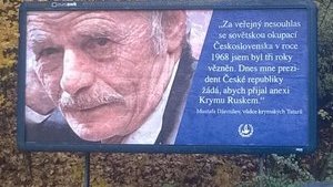 Dzemilev Chides Czech President’s Appeal to Accept Crimea Annexation from Billboards in Prague. PHOTOS