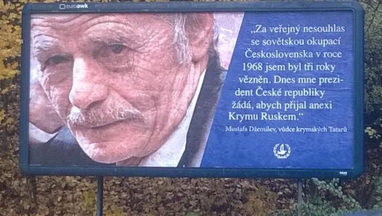 Dzemilev Chides Czech President’s Appeal to Accept Crimea Annexation from Billboards in Prague. PHOTOS