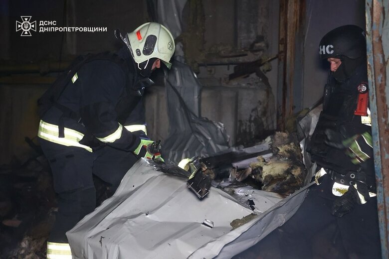 Fire after the attack on Dnipro