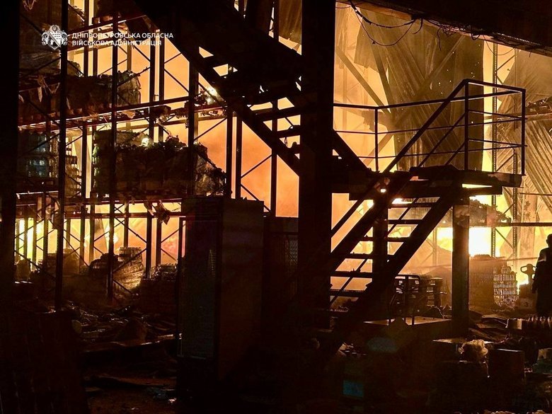Warehouses in Dnipro after the shelling