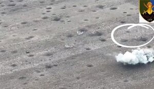 Bodies of occupiers fly in air after explosion of enemy vehicle on which they were riding. VIDEO