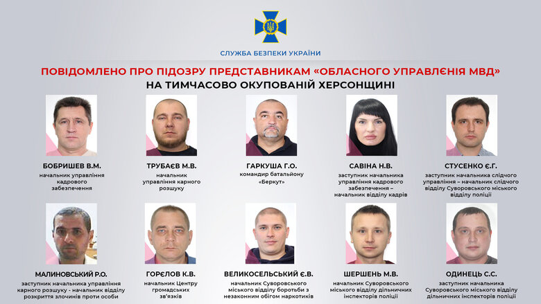 26 колаборантам, що погодилися працювати в так званому ГУ МВД Херсонской области, оголошено підозри 01