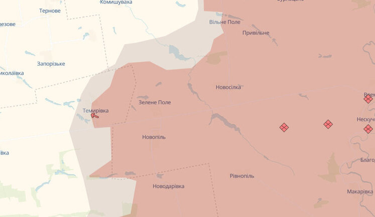 Russian forces have advanced in Temyrivka in Zaporizhzhia and near Oleksiivka and Zelene Pole in Donetsk - DeepState. MAP