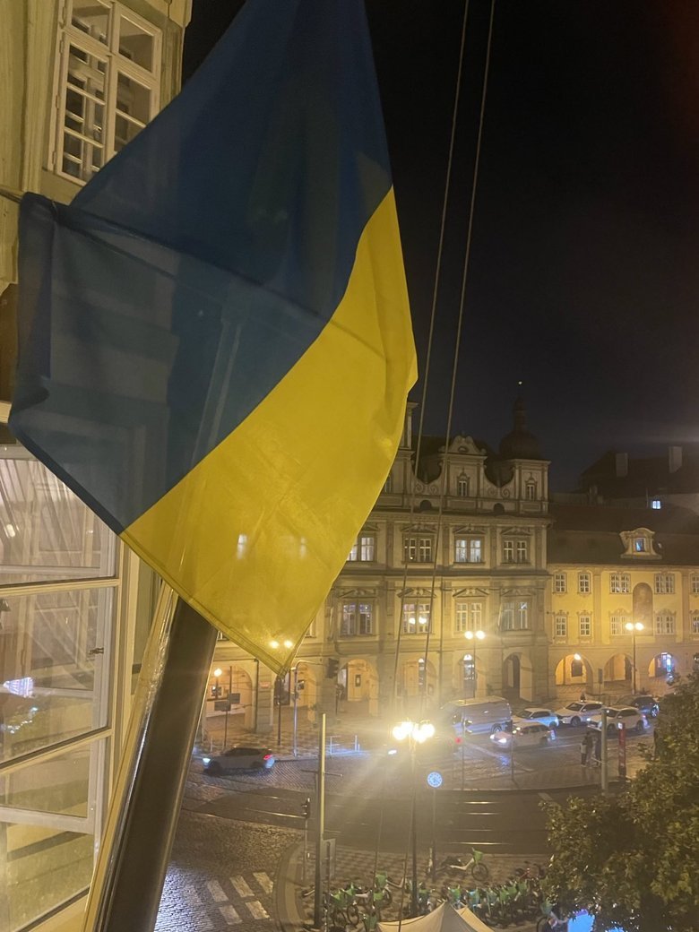In the Czech Republic, MPs hung three Ukrainian flags after the speaker's decision