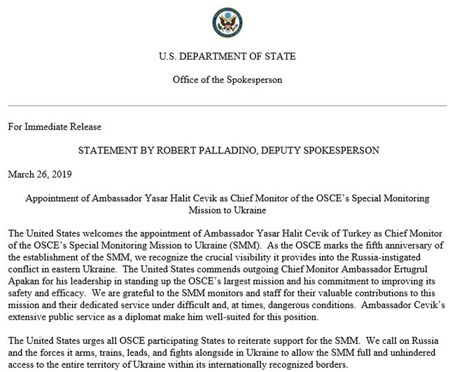 Turkish diplomat Chevik to head OSCE SMM in Ukraine 02