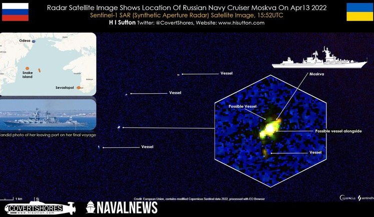 British newspaper "Navalnews" published satellite image of fire on cruiser "Moscow". PHOTO