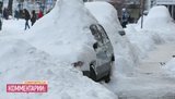 Коммунальщики забросали снегом авто киевлян и остановки транспорта. ФОТО