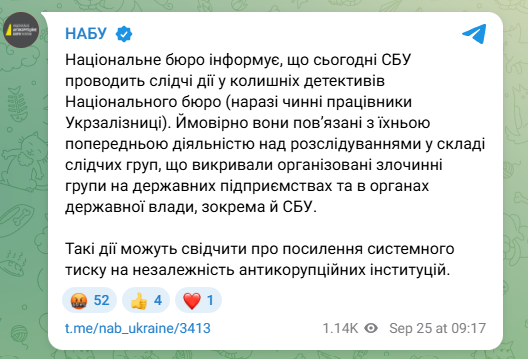 СБУ проводить слідчі дії у колишніх детективів НАБУ