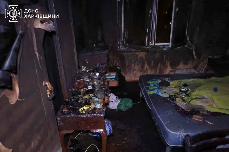 Fire in a high-rise building in Kharkiv