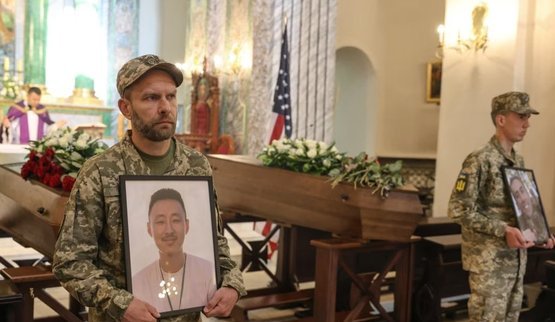Farewell ceremony was held in Kyiv for two American volunteers who died fighting for Ukraine. PHOTOS