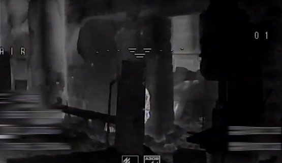 Fighters of the 12th Azov Brigade eliminated an occupier who was trying to hide in a building from a UAV at night.