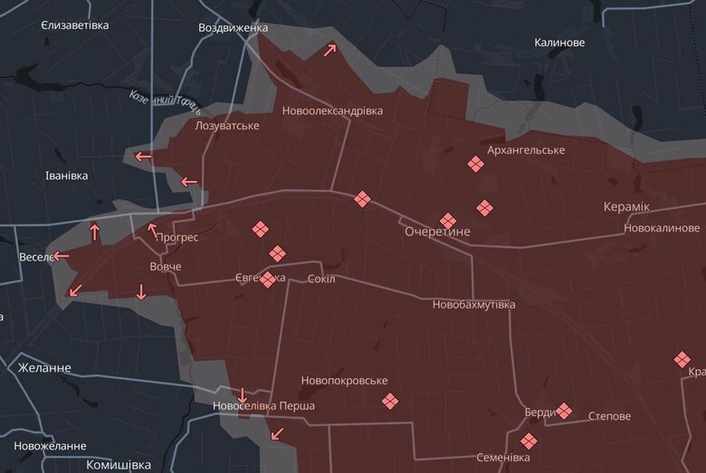 Карта DeepState: окупація Вовчого
