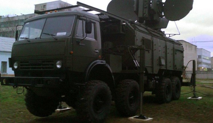 Russian troops set Krasukha-4 electronic warfare station in Donetsk to dampen OSCE drones. PHOTO