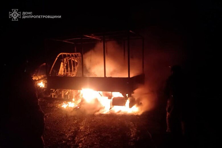 Enemy drone hits a truck in Dnipropetrovsk region