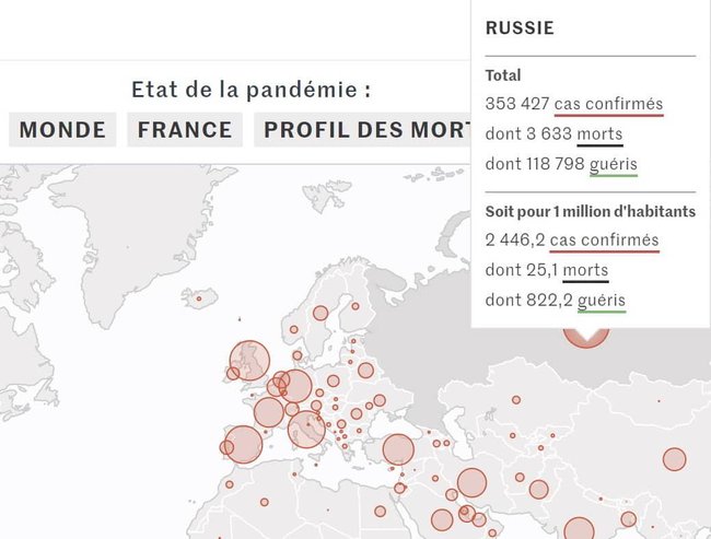Le Monde опублікувала карту поширення COVID-19 із російським Кримом 01