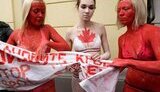 В России появился свой &amp;quot;Femen&amp;quot; - полуголые девушки протестовали у канадского посольства в защиту тюленей. ФОТОрепортаж.