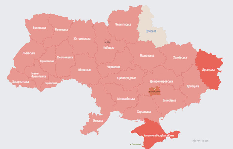 В Украине масштабная воздушная тревога 01