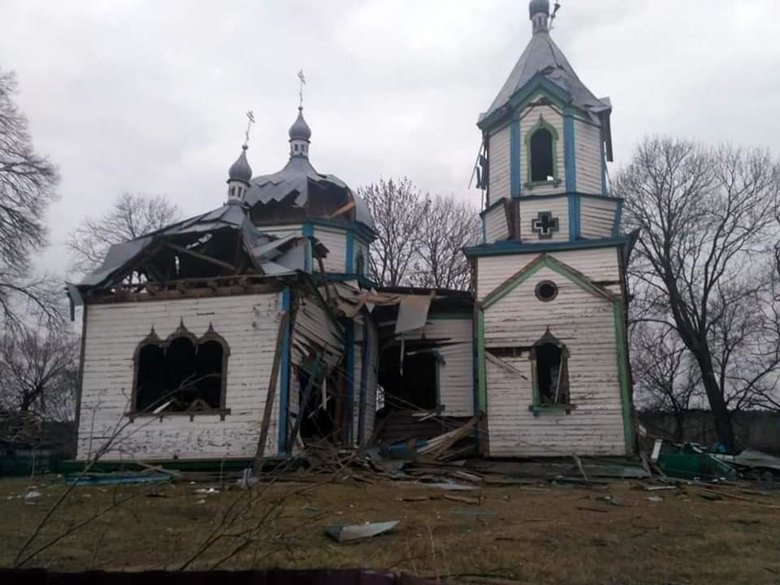Оккупанты уничтожили памятник архитектуры - церковь 1862 года в Житомирской области 01