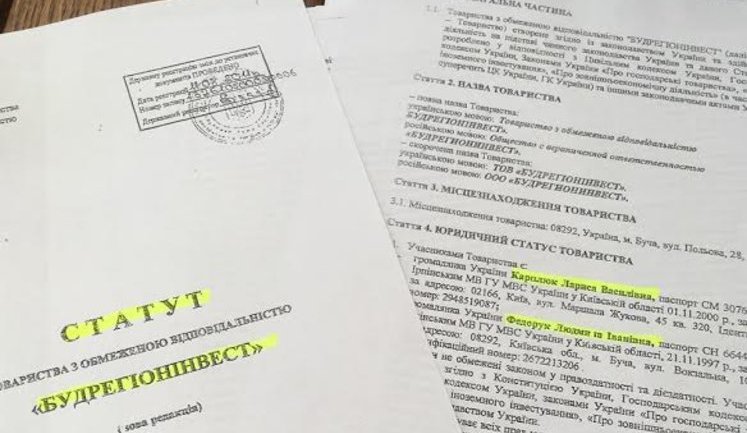 Mayors' case: misappropriated land plots conveyed to company owned by Bucha and Irpin mayors’ wives. DOCUMENTS